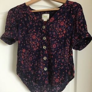 Anthropologie Maeve Hansley Purple Floral Top 0P